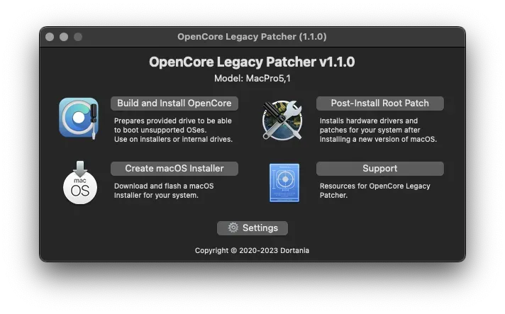 【きてます】OpenCore Legacy Patcher 1.1.0